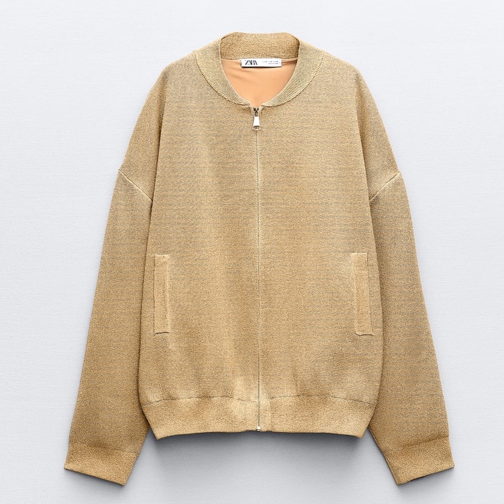 Zara NWT gold oversized bomber jacket - Picture 7 of 10